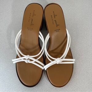 NEW Mila Paoli White and‎ Brown Leather Sandals